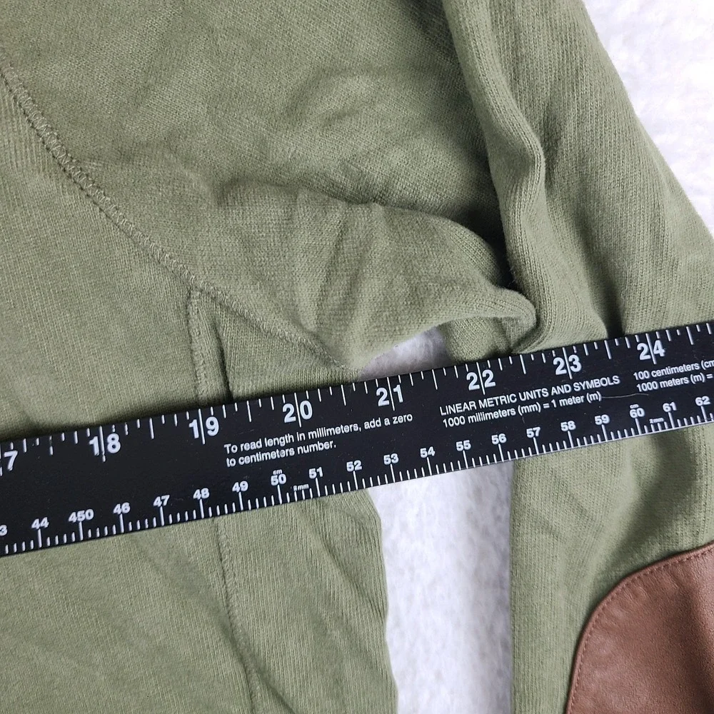 Polo Ralph Lauren Sweater Mens Medium Olive Green Quarter Zip Elbow Patch